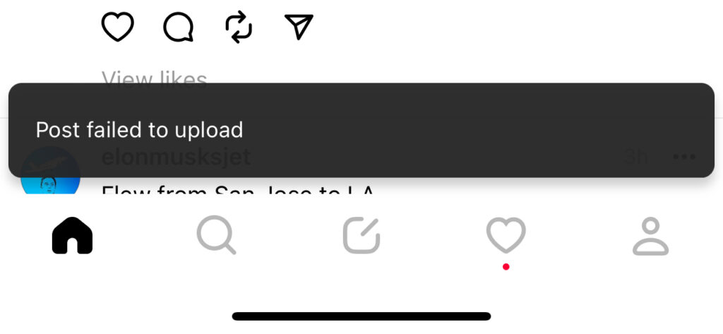 Ce qu'il se passe quand on tente d'écrire sur Threads avec un compte français. Ce qu'il se passe quand on tente d'écrire sur Threads avec un compte français.