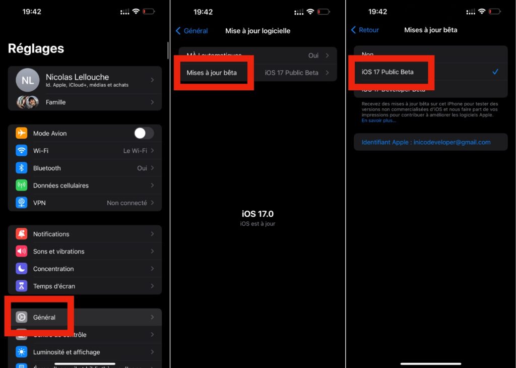 Pour activer iOS 18 bêta, rendez-vous dans les réglages. Pour activer iOS 18 bêta, rendez-vous dans les réglages.