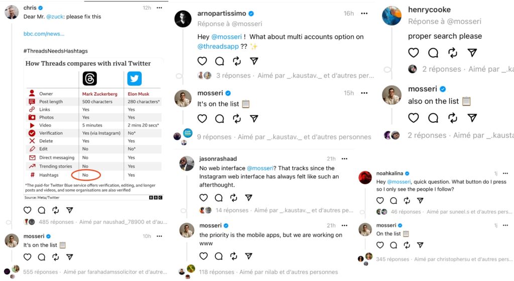 Plein de réponses du patron d'Instagram, sur des demandes spécifiques. Plein de réponses du patron d'Instagram, sur des demandes spécifiques.