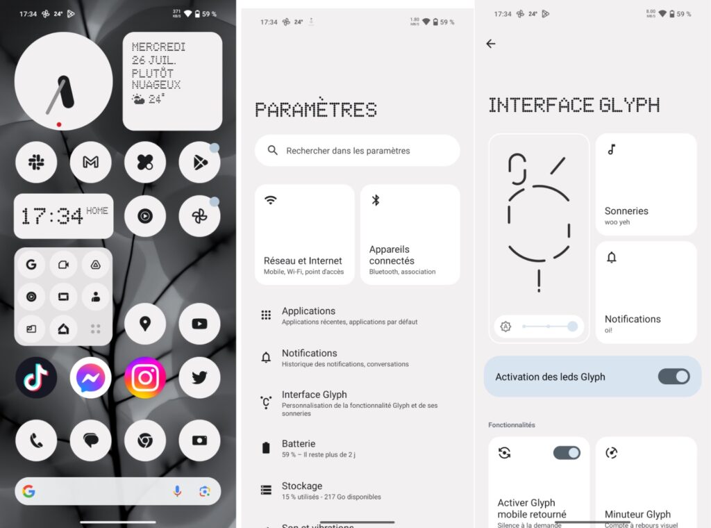 L'interface de Nothing OS est une pure réussite. Simple et originale. L'interface de Nothing OS est une pure réussite. Simple et originale.