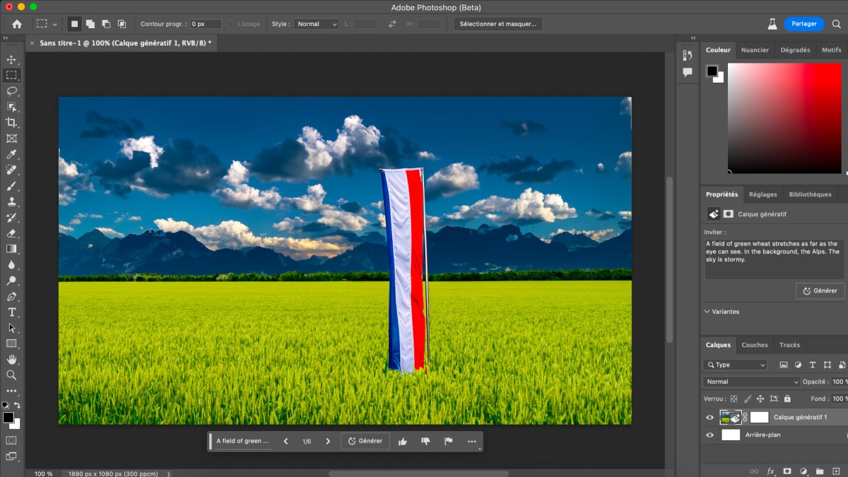 Photoshop Adobe Firefly Gererative Fill // Source : Numerama Photoshop Adobe Firefly Gererative Fill // Source : Numerama
