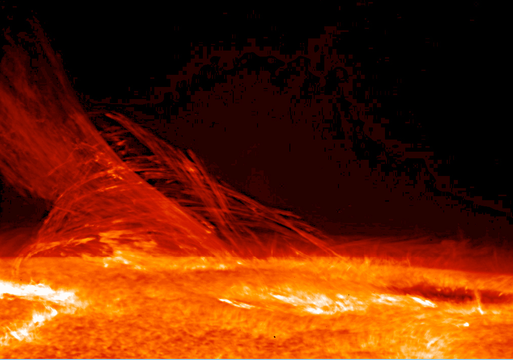 Des filaments de plasma observés sur le Soleil par Hinode. JAXA // Source : JAXA/NASA Des filaments de plasma observés sur le Soleil par Hinode. JAXA // Source : JAXA/NASA