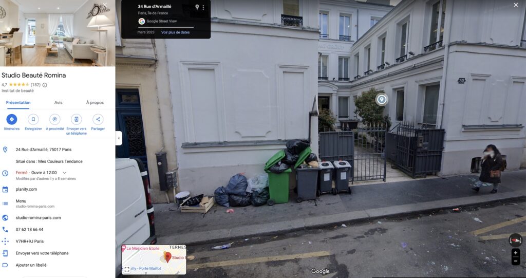 Une rue du 17e arrondissement prise en photo pendant la grève des éboueurs // Source : Google Maps Une rue du 17e arrondissement prise en photo pendant la grève des éboueurs // Source : Google Maps
