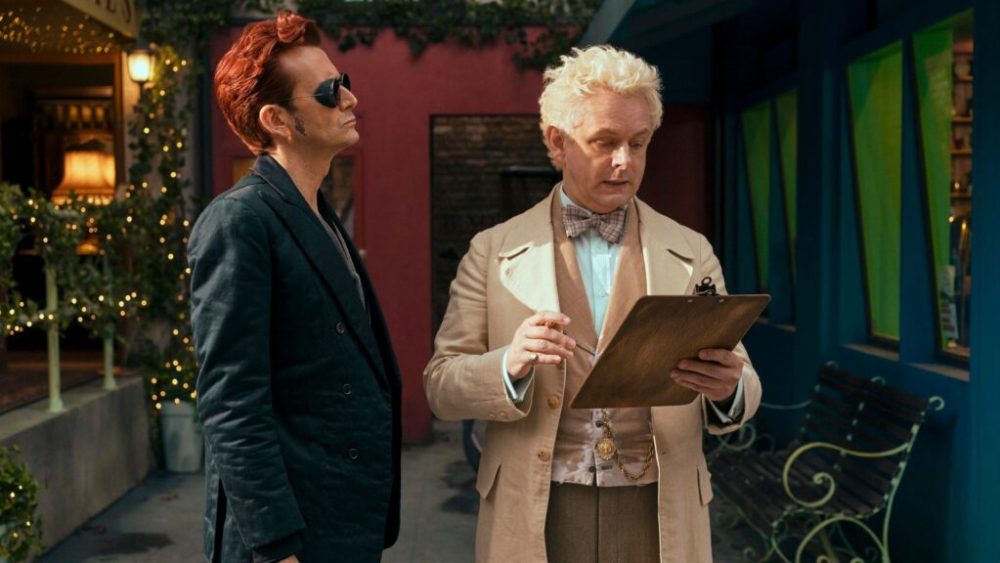 David Tennant et Michael Sheen dans Good Omens // Source : Prime Video David Tennant et Michael Sheen dans Good Omens // Source : Prime Video