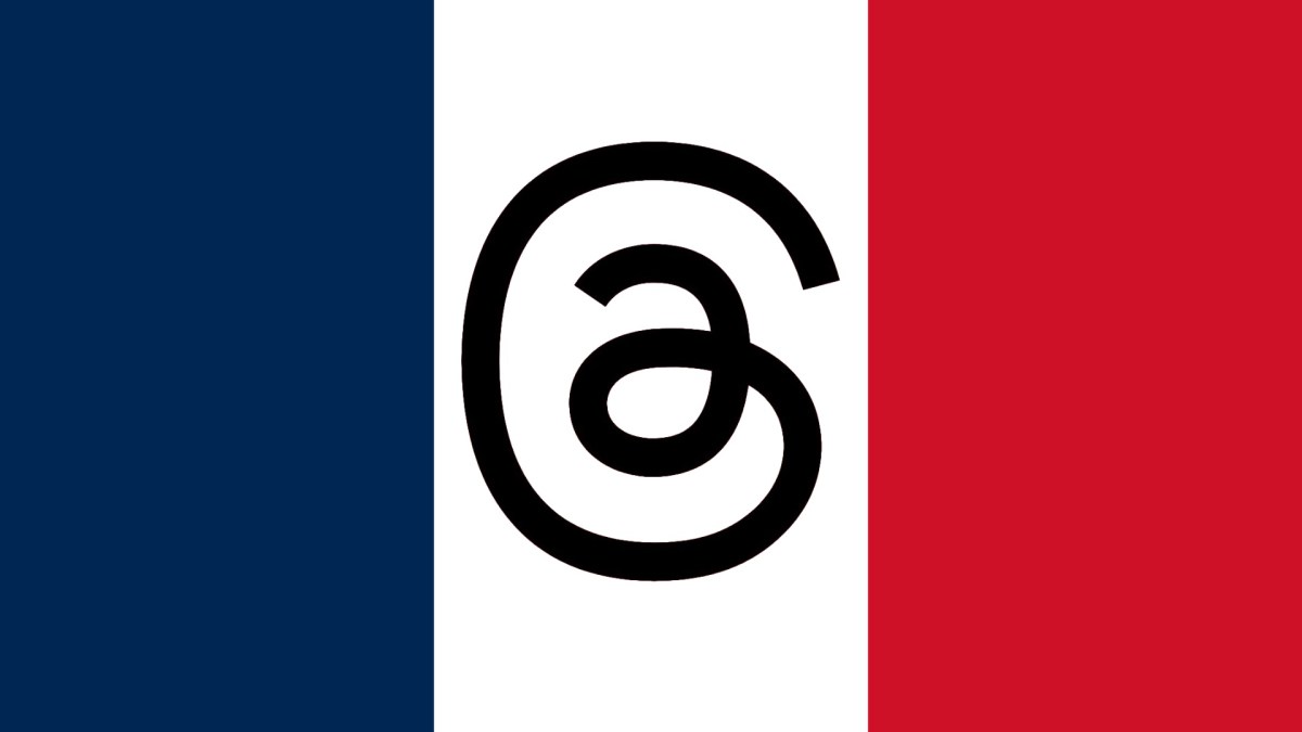 Le logo de Threads sur un drapeau français. // Source : Numerama Le logo de Threads sur un drapeau français. // Source : Numerama
