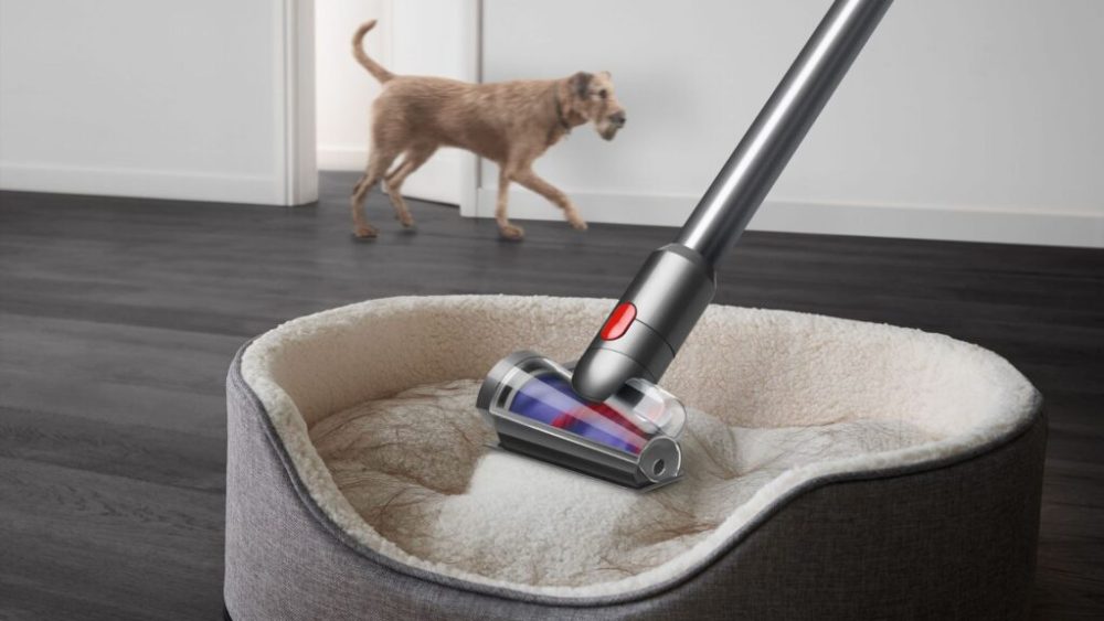 L'aspirateur sans fil Dyson V15 Detect Absolute se montre particulièement efficace sur les poils d'animaux // Source : Dyson L'aspirateur sans fil Dyson V15 Detect Absolute se montre particulièement efficace sur les poils d'animaux // Source : Dyson