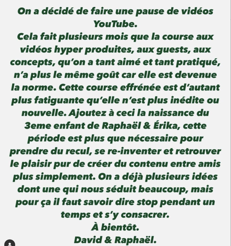 Le duo a annoncé faire une pause, début mars 2023. // Source : @levraimcfly sur Instagram. Le duo a annoncé faire une pause, début mars 2023. // Source : @levraimcfly sur Instagram.