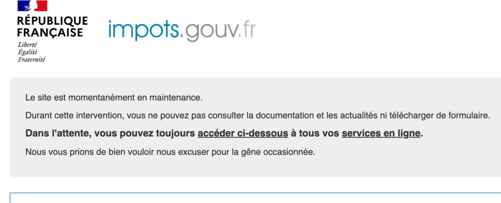 Le site impots.gouv.fr à 16h aujourd'hui. // Source : Numerama Le site impots.gouv.fr à 16h aujourd'hui. // Source : Numerama