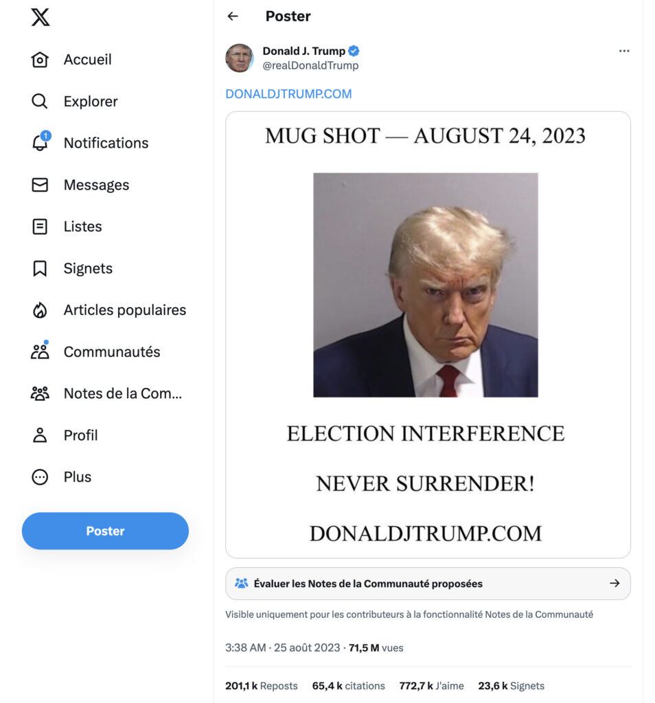 La photo publiée par Donald Trump sur X/Twitter, deux ans et demi après son départ. La photo publiée par Donald Trump sur X/Twitter, deux ans et demi après son départ.
