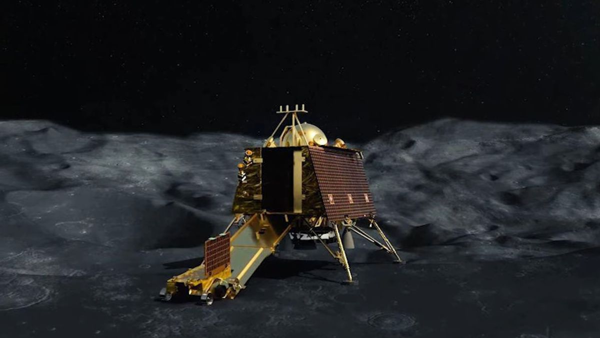 Chandrayaan-3, vue d'artiste. // Source : Capture d'écran YouTube Wion Chandrayaan-3, vue d'artiste. // Source : Capture d'écran YouTube Wion