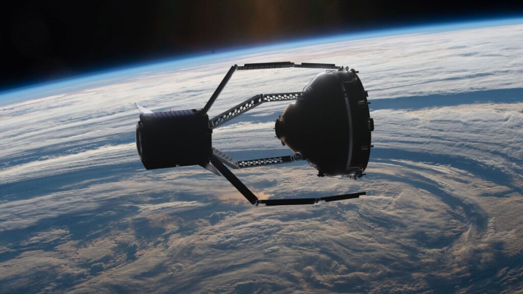 Représentation simulée de Clearspace, qui vise à récupérer des débris spatiaux. // Source : ESA Représentation simulée de Clearspace, qui vise à récupérer des débris spatiaux. // Source : ESA