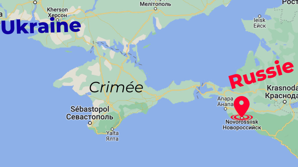 Emplacement du port de Novorossiïsk. // Source : Numerama Emplacement du port de Novorossiïsk. // Source : Numerama