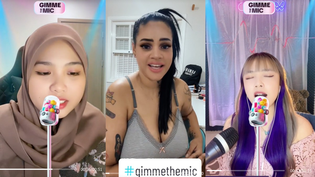 Des participants du monde entier au concours de chant lancé par TikTok. // Source : TikTok de @vidhiarahma99, @cece_caramel, @flaviadelmnoinsta. Montage Numerama avec Canva. Des participants du monde entier au concours de chant lancé par TikTok. // Source : TikTok de @vidhiarahma99, @cece_caramel, @flaviadelmnoinsta. Montage Numerama avec Canva.