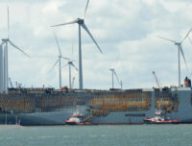 Fremantle Highway à son arrivée dans le port d'Eemshaven  // Source :  Rijkswaterstaat