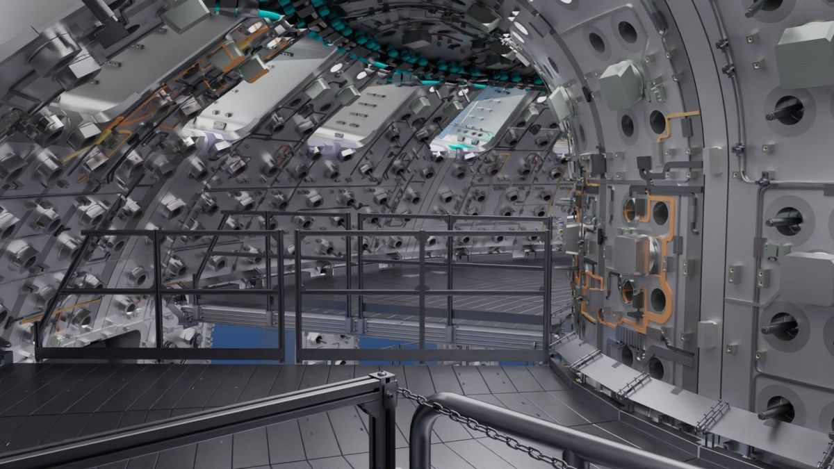 Source : Représentation de l'intérieur, simulé, d'ITER (Brigantium and Bentley Systems)