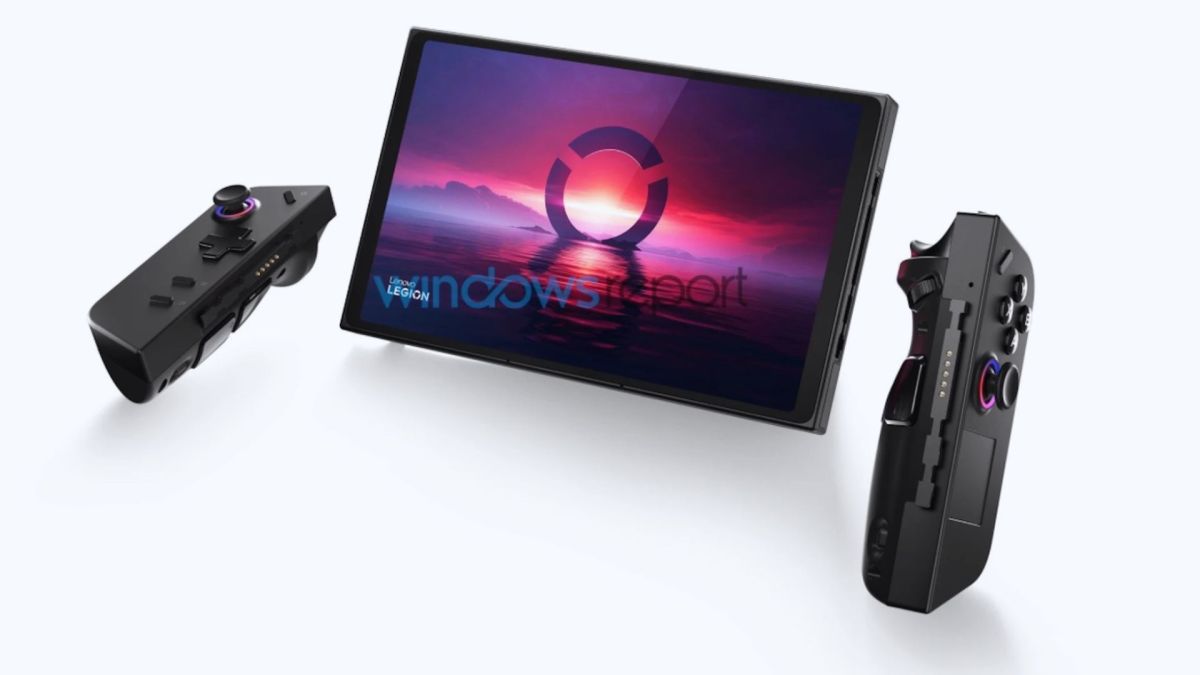 Lenovo Legion Go // Source : Windows Report (modifié avec Canva) Lenovo Legion Go // Source : Windows Report (modifié avec Canva)