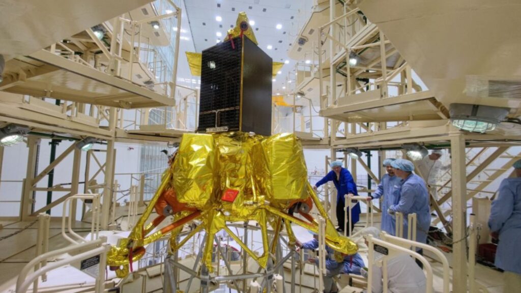 L'atterrisseur Luna-25. // Source : Via Twitter @PDChina L'atterrisseur Luna-25. // Source : Via Twitter @PDChina