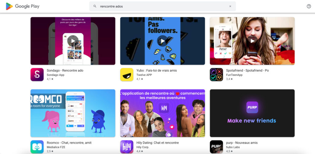 L'app Rencontre Ados n'est plus disponibles sur le Play Store // Source : Capture d'écran Numerama L'app Rencontre Ados n'est plus disponibles sur le Play Store // Source : Capture d'écran Numerama