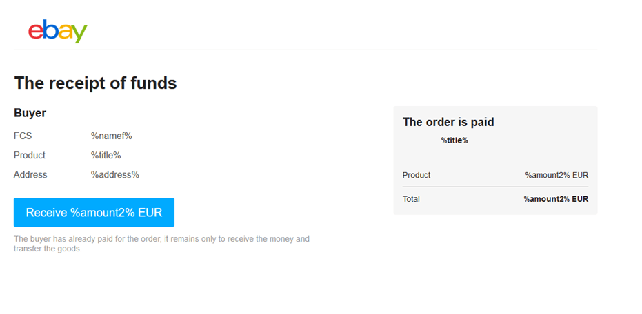 Une fausse page eBay crée par Telekopye à la demande des chercheurs. // Source : ESET Une fausse page eBay crée par Telekopye à la demande des chercheurs. // Source : ESET