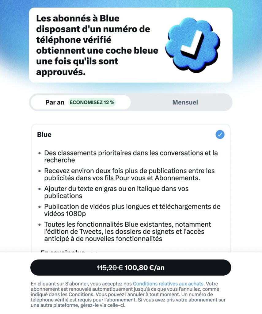 L'abonnement X Premium poussé par X (Ex-Twitter) L'abonnement X Premium poussé par X (Ex-Twitter)