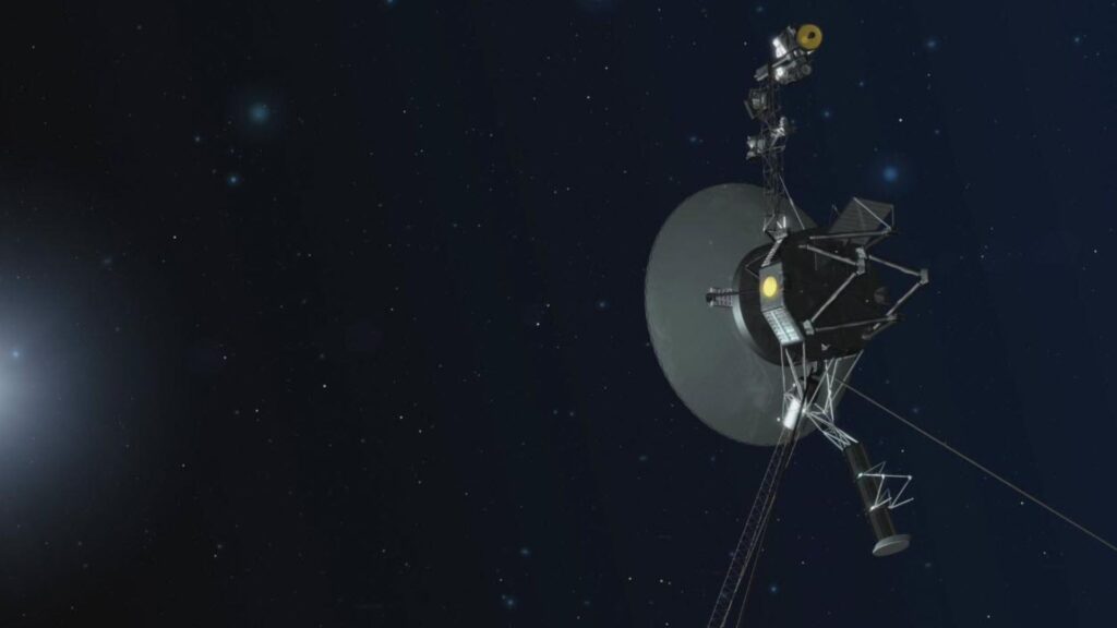 Une sonde Voyager, vue d'artiste. // Source : NASA/JPL-Caltech (image recadrée) Une sonde Voyager, vue d'artiste. // Source : NASA/JPL-Caltech (image recadrée)