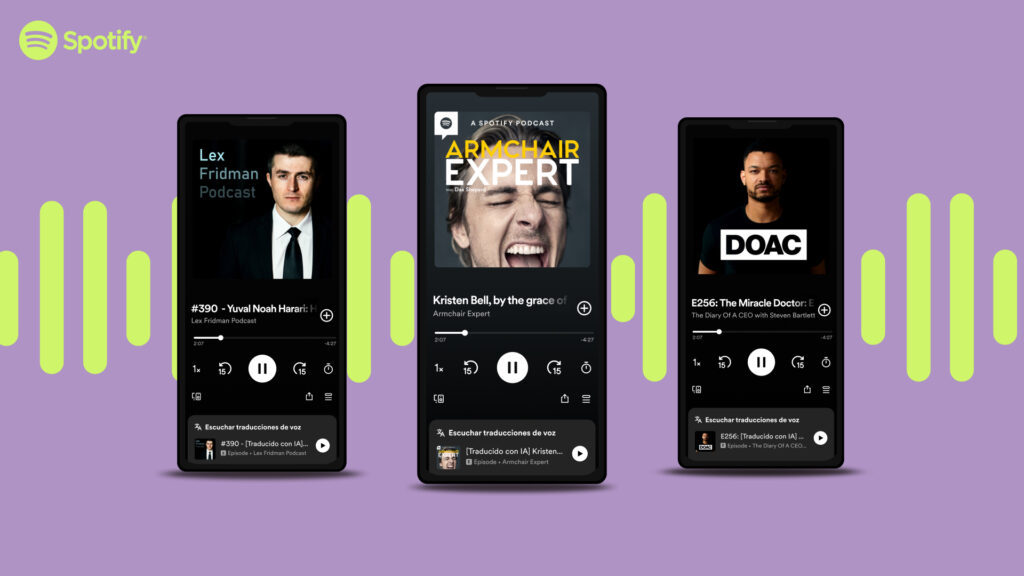 Les trois premiers podcasts traduits par l'IA. Les trois premiers podcasts traduits par l'IA.