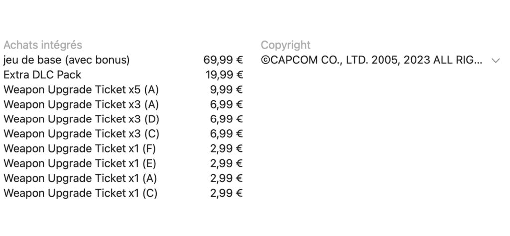 Le prix de Resident Evil 4 sur l'App Store // Source : Capture d'écran Le prix de Resident Evil 4 sur l'App Store // Source : Capture d'écran