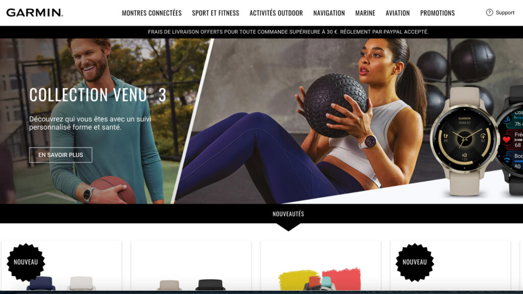 La page d'accueil du site officiel de Garmin. // Source : Garmin La page d'accueil du site officiel de Garmin. // Source : Garmin