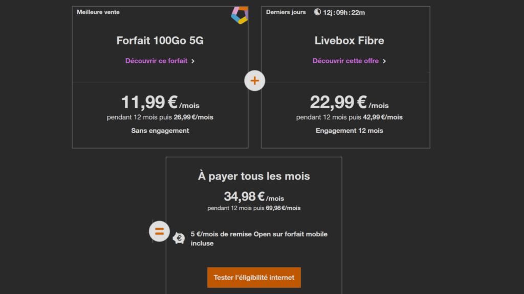 Le contenu du pack, personalisable // Source : ORange Le contenu du pack, personalisable // Source : ORange