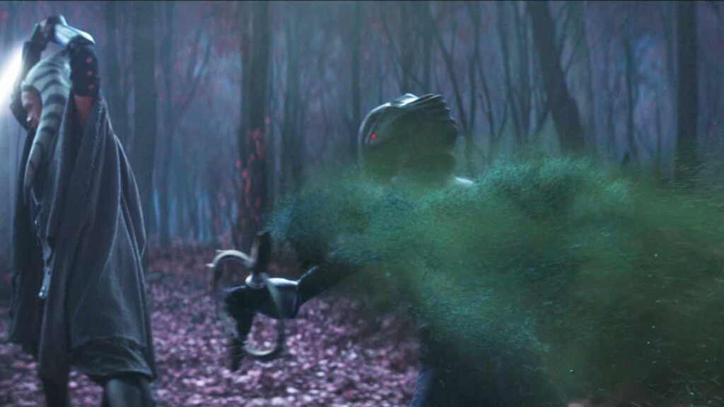 Une fumée verte sort du corps de l'inquisiteur // Source : LucasFilm / Disney+ Une fumée verte sort du corps de l'inquisiteur // Source : LucasFilm / Disney+