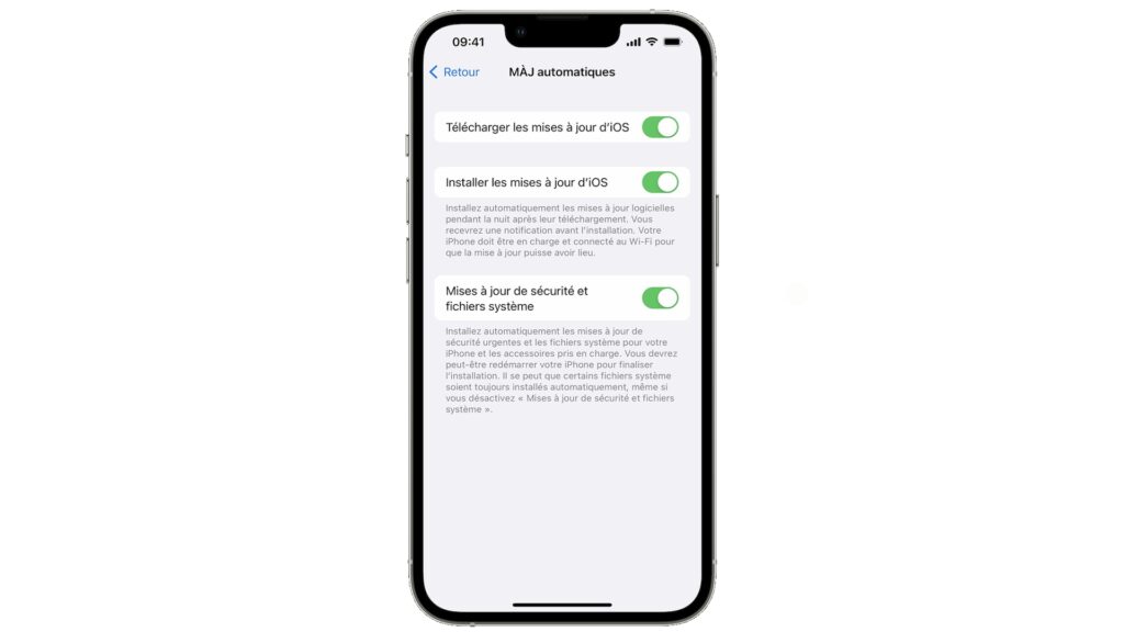 Pour maintenir son iPhone à jour, le mieux est d'activer les mises à jour automatiques d'iOS // Source : Apple Pour maintenir son iPhone à jour, le mieux est d'activer les mises à jour automatiques d'iOS // Source : Apple