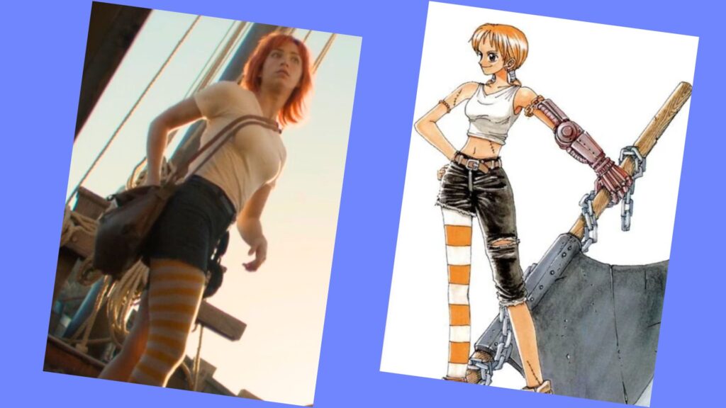 Nami au début de la série, Nami dans le concept art de 1997. // Source : Netflix/Eiichido Oda Nami au début de la série, Nami dans le concept art de 1997. // Source : Netflix/Eiichido Oda