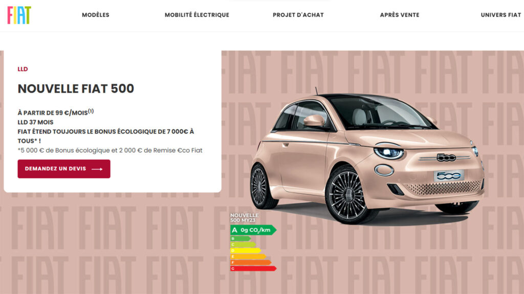 Fiat 500 électrique à partir de 99€/mois // Source : Fiat Fiat 500 électrique à partir de 99€/mois // Source : Fiat