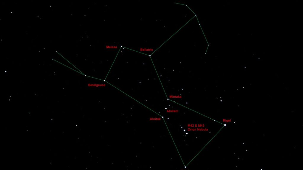 Constellation d'Orion et ses principales étoiles. // Source : Flickr/CC/Davide Simonetti Constellation d'Orion et ses principales étoiles. // Source : Flickr/CC/Davide Simonetti