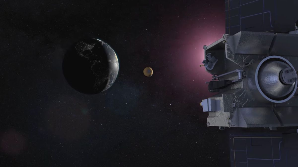 OSIRIS-REx, vue d'artiste du retour de l'échantillon. // Source : Capture d'écran YouTube Nasa Video OSIRIS-REx, vue d'artiste du retour de l'échantillon. // Source : Capture d'écran YouTube Nasa Video