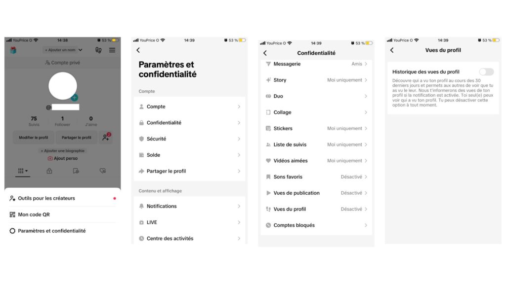 Voir sans être vu sur TikTok. // Source : Captures d'écran Voir sans être vu sur TikTok. // Source : Captures d'écran