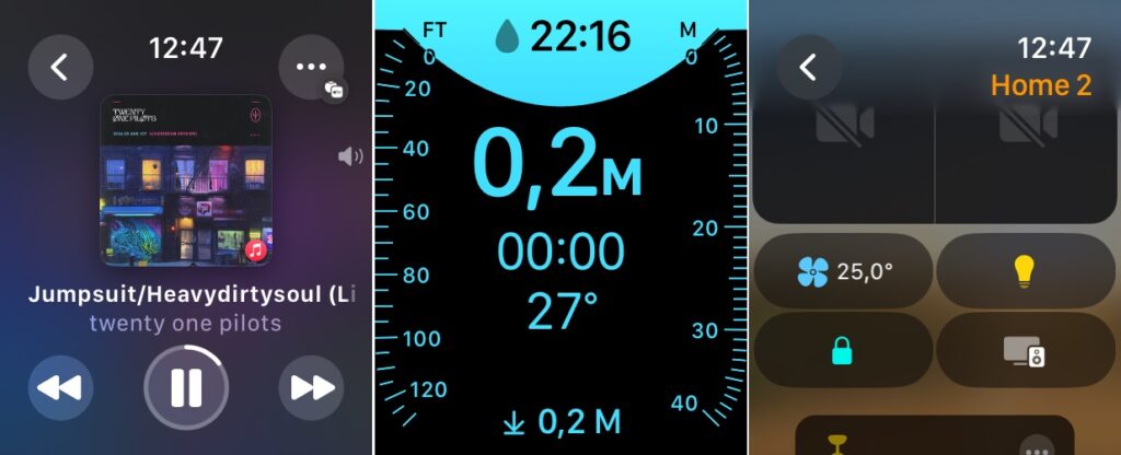 Le contrôle de la lecture, la plongée et Maison dans watchOS 10. Le contrôle de la lecture, la plongée et Maison dans watchOS 10.