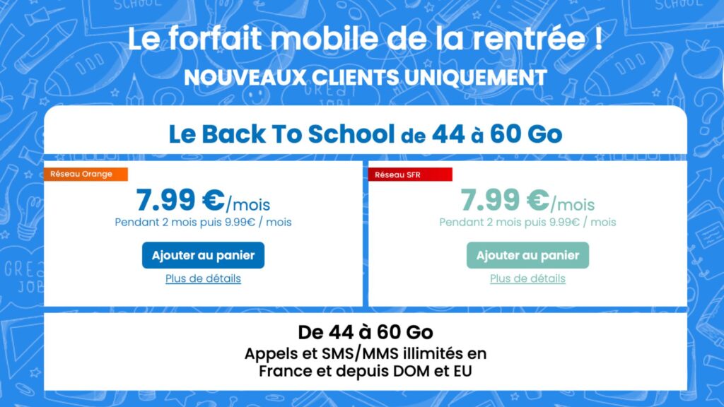 Les offres mobile de la rentrée chez l'opérateur YouPrice // Source : Capture d'écran Les offres mobile de la rentrée chez l'opérateur YouPrice // Source : Capture d'écran