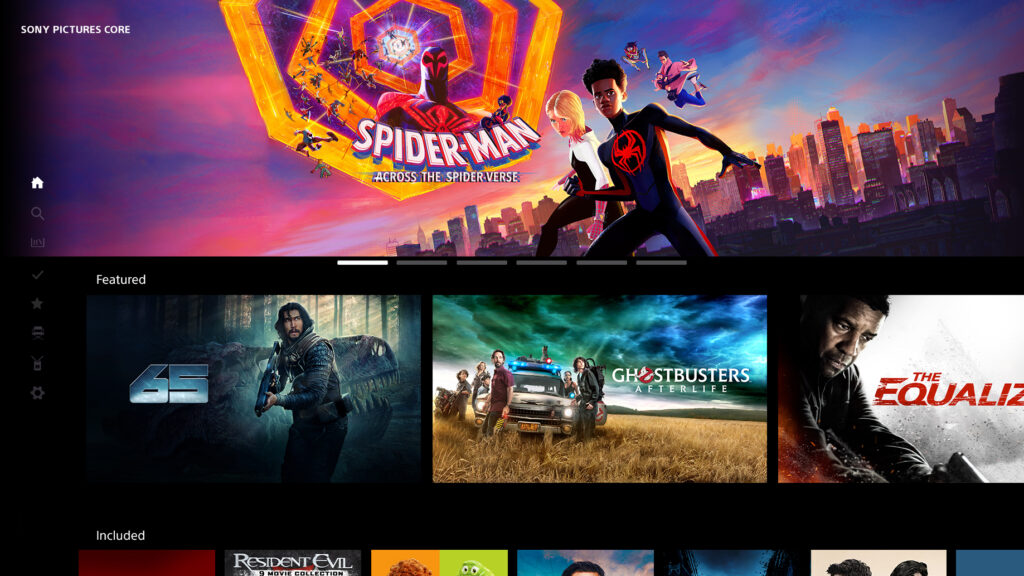 L'interface du Sony Pictures Core sur PS5. L'interface du Sony Pictures Core sur PS5.