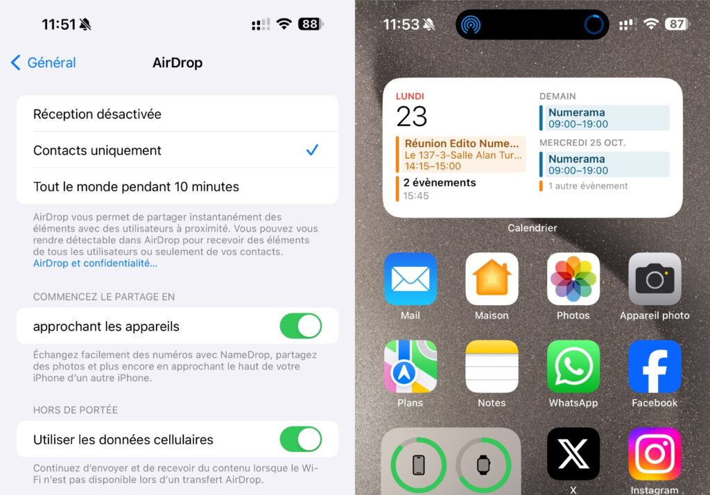 Le mode « hors de portée » permet à un transfert AirDrop de continuer en 4G ou en 5G. Le mode « hors de portée » permet à un transfert AirDrop de continuer en 4G ou en 5G.