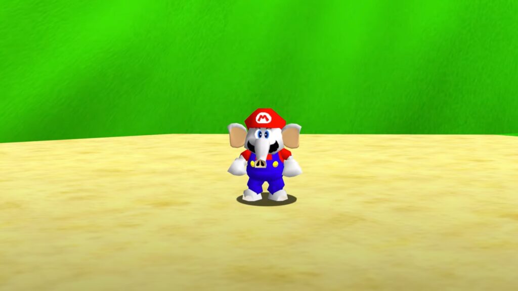 Mario Éléphant dans Super Mario 64 // Source : Capture d’écran YouTube Mario Éléphant dans Super Mario 64 // Source : Capture d’écran YouTube