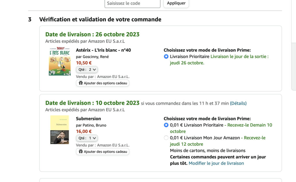 La livraison passe bien à 1 centime. La livraison passe bien à 1 centime.