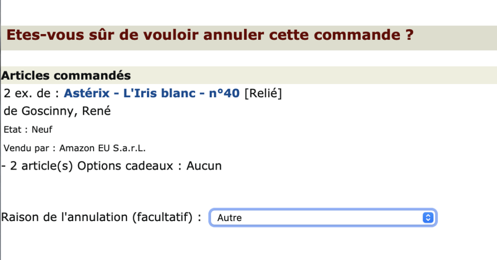 Adieu Astérix, nous annulons la commande. Adieu Astérix, nous annulons la commande.