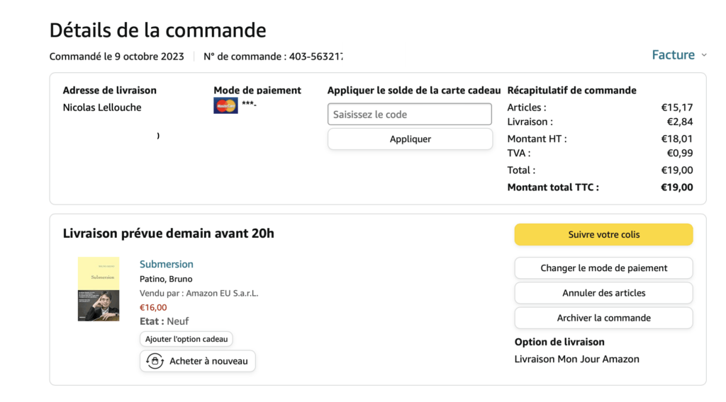 Les frais de livraison à 3 euros sont revenus après l'annulation de la précommande. Les frais de livraison à 3 euros sont revenus après l'annulation de la précommande.