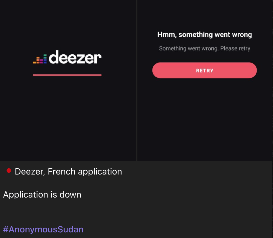 La revendication sur la chaîne Telegram d'Anonymous Sudan. // Source : Numerama La revendication sur la chaîne Telegram d'Anonymous Sudan. // Source : Numerama