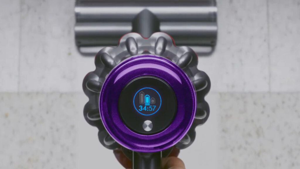 L'écran donne une indication précise surl'autonomie restante // Source : Dyson L'écran donne une indication précise surl'autonomie restante // Source : Dyson