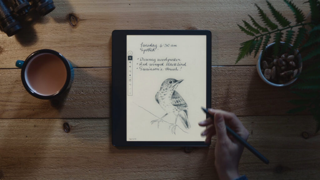 Pour la prise de notes, le Kindle Scribe est fin et précis // Source : Amazon Pour la prise de notes, le Kindle Scribe est fin et précis // Source : Amazon