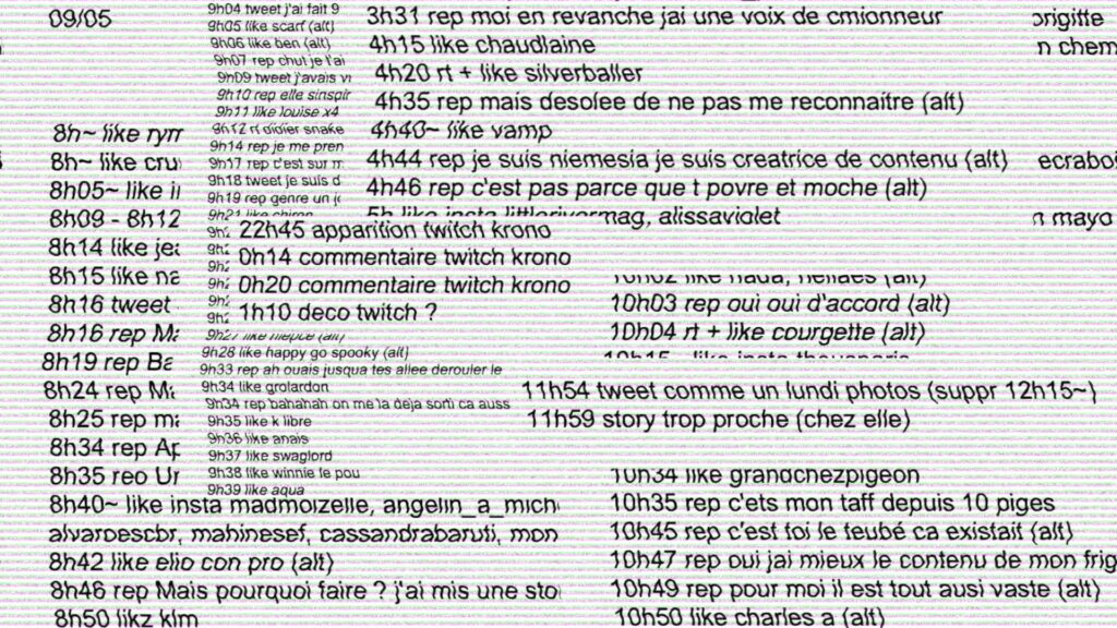 Des extraits de la liste faite par Iziqo des activités de Niemesia // Source : Numerama Des extraits de la liste faite par Iziqo des activités de Niemesia // Source : Numerama