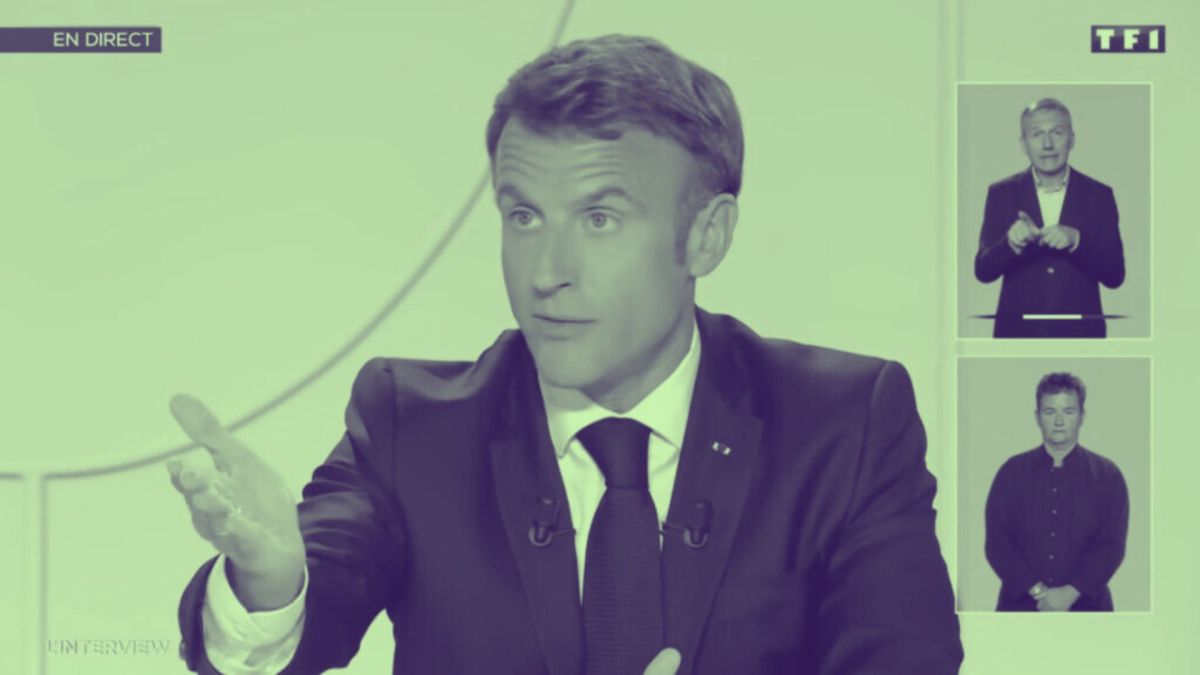 Emmanuel Macron sur TF1. // Source : TF1 Emmanuel Macron sur TF1. // Source : TF1