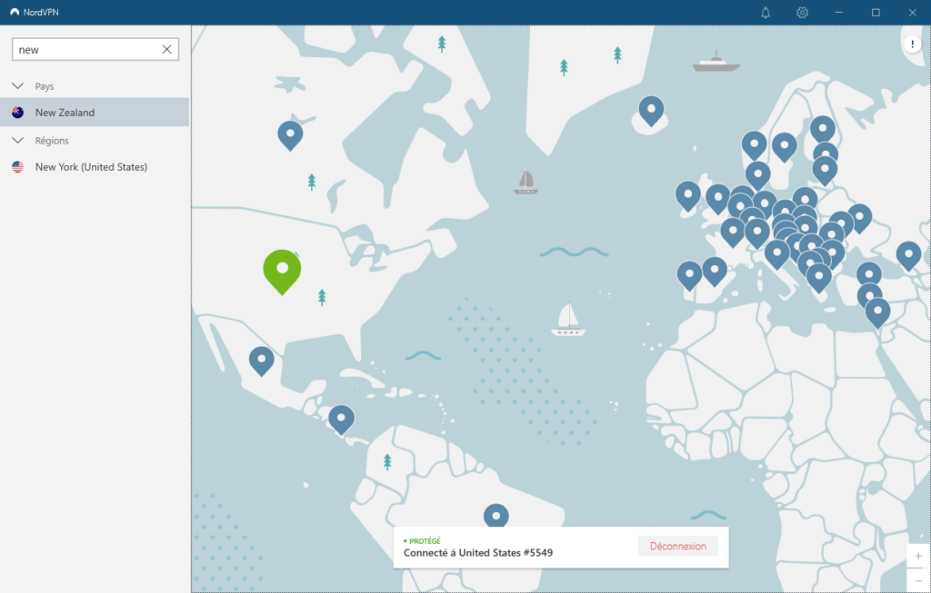 L'interface sobre maispratique de NordVPN // Source : NordVPN L'interface sobre maispratique de NordVPN // Source : NordVPN